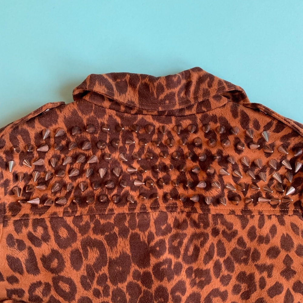 UNIF Studded Leopard Moto Jacket - Picture 4 of 6